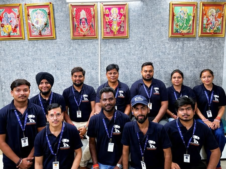 The Star Dynamic team in company uniform at the office